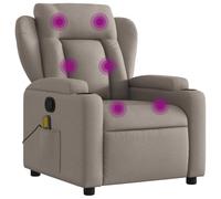 vidaXL Sillón de Masaje Reclinable, Silla con Respaldo Reposabrazos, Sillón de Televisión Relax Descanso, Asiento para Salón Hogar, Tela Gris Taupe