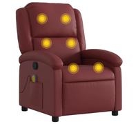 vidaXL Sillón de Masaje Reclinable, Silla con Respaldo Reposabrazos, Sillón de TV Relax Descanso, Asiento para Salón Hogar, Cuero Sintético Rojo Tinto