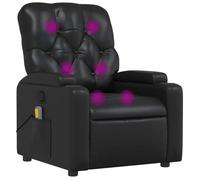 vidaXL Sillón de Masaje Reclinable, Silla con Respaldo Reposabrazos, Sillón de TV Relax Descanso, Asiento para Salón, Cuero Sintético Negro
