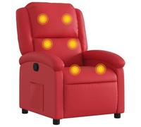Sillón de masaje reclinable cuero sintético rojo