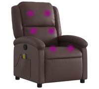 vidaXL Sillón de Masaje Reclinable, Silla con Respaldo Reposabrazos, Sillón de TV Relax Descanso, Asiento para Salón Hogar, Cuero Sintético Marrón