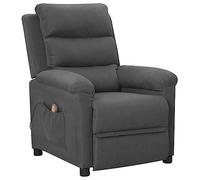 vidaXL Sillón de Masaje Reclinable Silla Sofá Asiento Butaca Orejero Ajustable Reposapiés Sala de Estar Salón Oficina Mueble de Tela Gris Oscuro