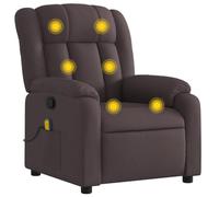 vidaXL Sillón de Masaje Reclinable sin Adaptador de Corriente, Silla con Respaldo Reposabrazos, Butaca de Relax Descanso TV, Asiento Ajustable para Casa, Tela Marrón Oscuro