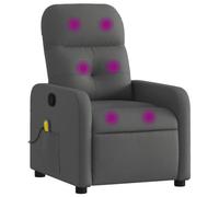 vidaXL Sillón de Masaje Reclinable sin Adaptador de Corriente, Silla con Respaldo Reposabrazos, Butaca de Relax Descanso TV, Asiento Ajustable para Casa, Tela Gris Oscuro