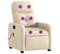 vidaXL Sillón de Masaje Reclinable, Silla con Respaldo Reposabrazos, Butaca de Relax Descanso TV, Asiento Ajustable para Casa, Tela Crema