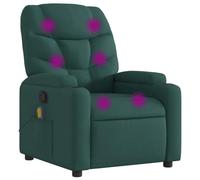 Vidaxl sillón de masaje reclinable de tela verde oscuro