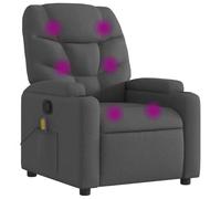 vidaXL Sillón de Masaje Reclinable sin Adaptador de Corriente, Silla con Respaldo Reposabrazos, Sillón de Televisión Relax Descanso, Asiento para Salón, Tela Gris Oscuro