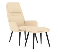 Vidaxl sillón de relax con reposapiés de tela color crema