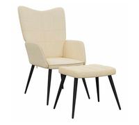 Vidaxl sillón de relax con reposapiés de tela color crema