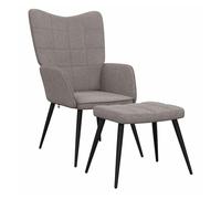 Vidaxl sillón de relax con reposapiés de tela gris taupe