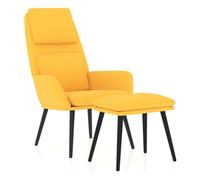 Vidaxl sillón de relax con reposapiés tela amarillo mostaza