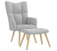 vidaXL Sillón de Relax con reposapiés Tela Gris Nube, Silla, sillón Relajante, sillón Relajante de Tela, sillón de salón, sillón de Tela