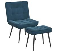 vidaXL Sillón de Relax con reposapiés Terciopelo Azul