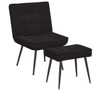 vidaXL Sillón de Relax con reposapiés Terciopelo Negro, Silla, Silla de Comedor, Silla de Oficina, sillón Relax, sillón de salón, Asientos relajantes