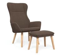 Vidaxl sillón de relax con taburete de tela gris taupé