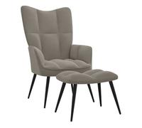 Vidaxl sillón de relax con taburete de terciopelo gris claro