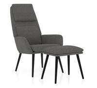 Vidaxl sillón de relax con taburete tela gris claro