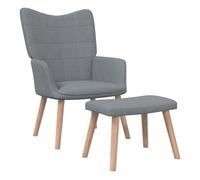 Vidaxl sillón de relax con taburete tela gris claro
