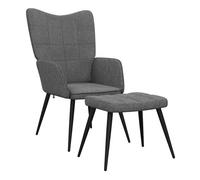Vidaxl sillón de relax con taburete tela gris oscuro