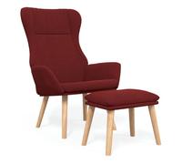Vidaxl sillón de relax con taburete tela rojo tinto