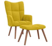 vidaXL Silla de Relajación con Reposapiés Taburete Asiento Sillón Salón Sala de Estar Estudio Escritorio Oficina Muebles Terciopelo Amarillo Mostaza