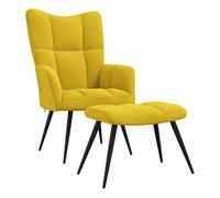 Vidaxl sillón de relax con taburete terciopelo amarillo mostaza