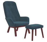 vidaXL Sillón de Relax con Taburete Terciopelo Azul