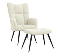 Vidaxl sillón de relax con taburete terciopelo blanco crema