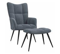 vidaXL Silla de relajación con taburete reposapiés – Terciopelo gris oscuro