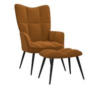 Vidaxl sillón de relax con taburete terciopelo marrón