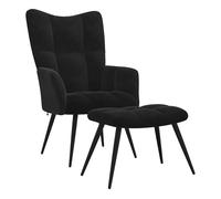 vidaXL Silla de Relajación con Reposapiés Taburete Asiento Sillón Salón Sala de Estar Estudio Escritorio Oficina Muebles Terciopelo Negro