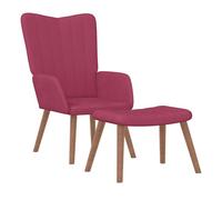 Vidaxl sillón de relax con taburete terciopelo rojo tinto