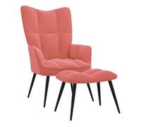 Vidaxl sillón de relax con taburete terciopelo rosa