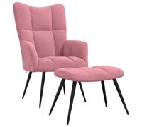 vidaXL Silla de Relajación con Reposapiés Taburete Asiento Sillón Salón Sala de Estar Estudio Escritorio Oficina Muebles Terciopelo Rosa