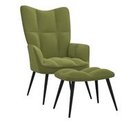 Vidaxl sillón de relax con taburete terciopelo verde claro