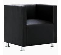 vidaXL Sillón de Salón Cuadrado Moderno de Cuero Artificial Negro Asiento Cubo