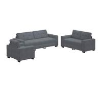 vidaXL Juego de sofás 3 Piezas con Cojines Terciopelo Gris Oscuro