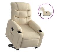 Vidaxl sillón eléctrico reclinable elevable de tela color crema
