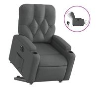 Vidaxl sillón eléctrico reclinable elevable de tela gris oscuro