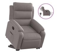 Vidaxl sillón eléctrico reclinable elevable de tela gris taupe