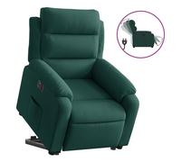Vidaxl sillón eléctrico reclinable elevable de terciopelo verde oscuro