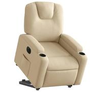vidaXL Sillón Eléctrico Reclinable Elevable, Silla con Respaldo Reposabrazos, Sillón de Relax Descanso, Asiento Ajustable, Tela Color Crema