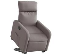 vidaXL Sillón Eléctrico Reclinable Elevable, Silla con Respaldo Reposabrazos, Sillón de Relax Descanso, Asiento Ajustable, Tela Gris Taupe