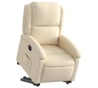 vidaXL Sillón Eléctrico Reclinable Elevable, Silla con Respaldo Reposabrazos, Sillón de Relax Descanso, Asiento Ajustable, Tela Color Crema