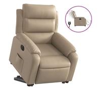 Vidaxl sillón elevable eléctrico cuero artificial capuchino