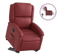 Vidaxl sillón elevable eléctrico cuero artificial rojo tinto