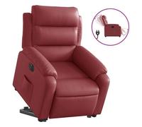 Vidaxl sillón elevable eléctrico cuero artificial rojo tinto