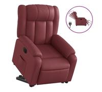 Vidaxl sillón elevable eléctrico cuero artificial rojo tinto