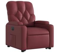 vidaXL Sillón Elevable Eléctrico, Silla con Respaldo Reposabrazos, Sillón de Relax Descanso, Asiento Ajustable, Cuero Artificial Rojo Tinto
