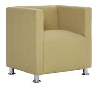 vidaXL Sillón Forma Cubo Cuadrado Tapizado Poliéster Diseño Moderno Elegante Butaca Vintage Estilo Le Corbusier Estructura Madera Patas Cromadas Verde